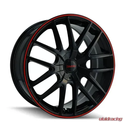 Touren TR60 3260 Wheel 17x7.5 5x100/5x114.3 42mm 72.62mm Gloss Black w/ Red Ring - 3260-7703BR