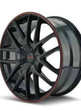 Touren TR60 3260 Wheel 17x7.5 5x100/5x114.3 42mm 72.62mm Gloss Black w/ Red Ring                                     - 3260-7703BR - Image 2