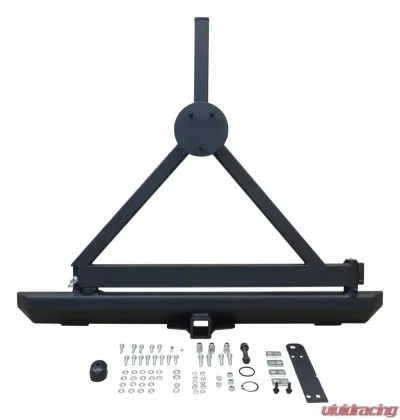 RT Offroad Black Textured Steel Rear Bumper w/ Tire Carrier & Receiver for Jeep TJ & YJ Jeep Rear - RT20005