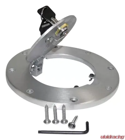 RT Offroad Brushed Aluminum Locking Fuel Door for TJ Wrangler; Incl. Lock & Keys Jeep - RT26039
