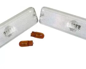 RT Offroad Clear Side Marker Lamp Set (2) w/ 2 Amber Bulbs for 87-95 YJ Wrangler Jeep Wrangler Front Left 1987-1995