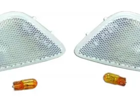 RT Offroad Front Clear Side Marker Light Kit w/ Amber Bulbs for Jeep 97-06 Jeep TJ Wrangler Jeep Front Left