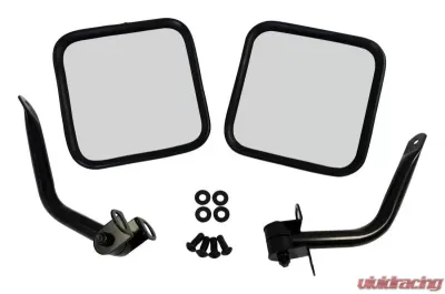 RT Offroad Gloss Black Mirror Kit for 1976-1995 Jeep CJ-5, CJ-7, CJ-8, & YJ Wrangler Jeep N/A - RT30002