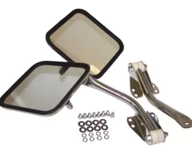 RT Offroad Polished Stainless Steel Mirror Kit for 55-95 Jeep CJs, YJ Wrangler; L & R Jeep Left and Right