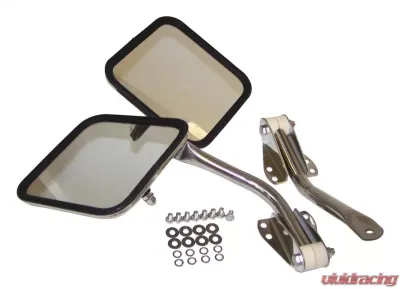 RT Offroad Polished Stainless Steel Mirror Kit for 55-95 Jeep CJs, YJ Wrangler; L & R Jeep Left and Right - RT30003