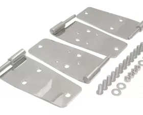 RT Offroad Door Hinge Set, Left & Right Front Upper & Lower, Polished SS, Door Side Jeep Front