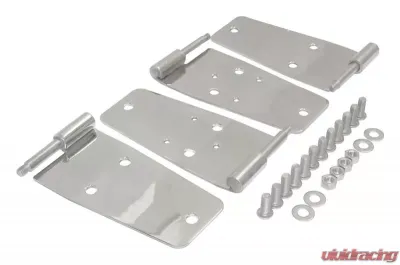 RT Offroad Door Hinge Set, Left & Right Front Upper & Lower, Polished SS, Door Side Jeep Front - RT34008