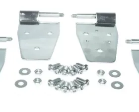 RT Offroad Door Hinge Set, Left & Right Front Upper & Lower, Polished SS, Door Side Jeep Front
