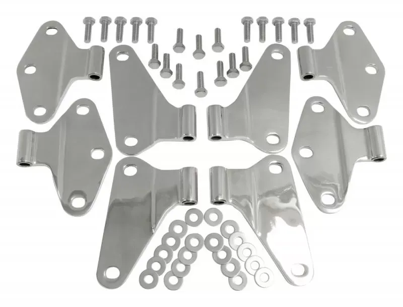 RT Offroad Polished Stainless Steel Hood Hinge Set (Body Side Only) for JK Wrangler w/ 4Dr Jeep Wrangler Front 2007-2018 - RT34069