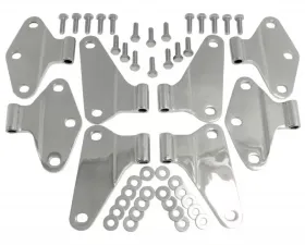 RT Offroad Polished Stainless Steel Hood Hinge Set (Body Side Only) for JK Wrangler w/ 4Dr Jeep Wrangler Front 2007-2018