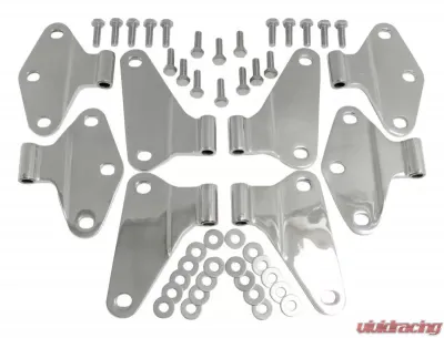 RT Offroad Polished Stainless Steel Hood Hinge Set (Body Side Only) for JK Wrangler w/ 4Dr Jeep Wrangler Front 2007-2018 - RT34069