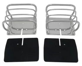 RT Offroad Stainless Steel Euro Tail Lamp Guards for 76-86 CJ-7, CJ-8, YJ, TJ Wrnglrs; L,R Jeep