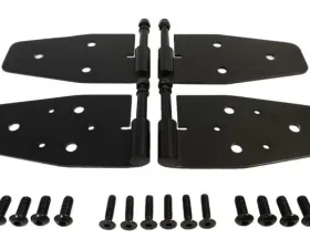 RT Offroad Door Hinge Set, Left & Right Front Upper & Lower, Matte Black, Stainless Steel Jeep Front