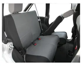 RT Offroad Rear Polycanvas Seat Cover for Jeep 07-11 JK Wrangler w/ 4-Doors; Black/Gray Jeep Wrangler Rear 2007-2011