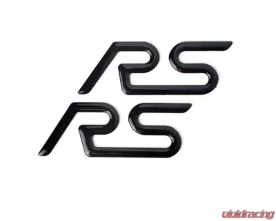 Tufskinz "RS" Rear Spoiler Letter Inserts Fits 2016-2018 Ford Focus RS 2 Piece Kit In Gloss Black - FOC001-BLK-G