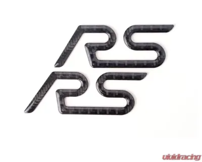Tufskinz "RS" Rear Spoiler Letter Inserts Fits 2016-2018 Ford Focus RS 2 Piece Kit In Domed Carbon Fiber - FOC001-DCF-G