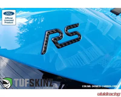 Tufskinz "RS" Rear Spoiler Letter Inserts Fits 2016-2018 Ford Focus RS 2 Piece Kit In Domed Carbon Fiber - FOC001-DCF-G