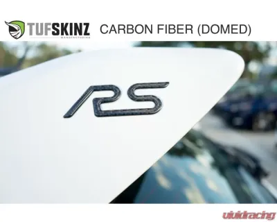 Tufskinz "RS" Rear Spoiler Letter Inserts Fits 2016-2018 Ford Focus RS 2 Piece Kit In Domed Carbon Fiber - FOC001-DCF-G