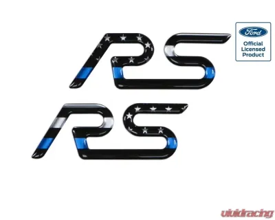 Tufskinz "RS" Rear Spoiler Letter Inserts Fits 2016-2018 Ford Focus RS 2 Piece Kit In Thin Blue Line Edition - FOC001-GTO-003-G