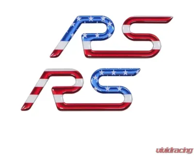 Tufskinz "RS" Rear Spoiler Letter Inserts Fits 2016-2018 Ford Focus RS 2 Piece Kit In Red/White/Blue - FOC001-GTO-RWB-G