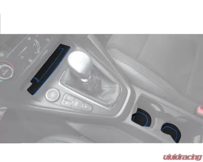 Tufskinz Interior Cup Holder Inserts Fits 2016-2018 Ford Focus RS 15 Piece Kit In Black/Blue - FOC018-FBL-X