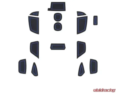 Tufskinz Interior Cup Holder Inserts Fits 2016-2018 Ford Focus RS 15 Piece Kit In Black/Blue - FOC018-FBL-X