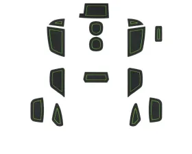 Tufskinz Interior Cup Holder Inserts Fits 2016-2018 Ford Focus RS 15 Piece Kit In Black/Green