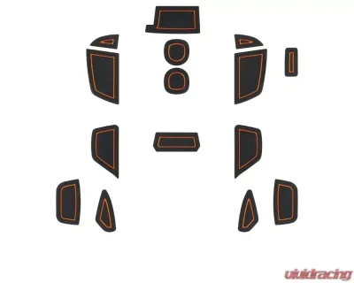 Tufskinz Interior Cup Holder Inserts Fits 2016-2018 Ford Focus RS 15 Piece Kit In Black/Orange - FOC018-FOG-X