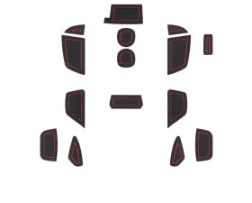 Tufskinz Interior Cup Holder Inserts Fits 2016-2018 Ford Focus RS 15 Piece Kit In Black/Red