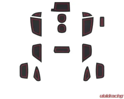 Tufskinz Interior Cup Holder Inserts Fits 2016-2018 Ford Focus RS 15 Piece Kit In Black/Red - FOC018-FRD-X