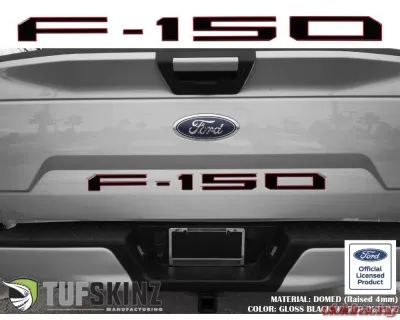 Tufskinz "F-150" Tailgate Letter Inserts Fits 2018-2020 Ford F-150 5 Piece Kit In Gloss Black W/Red Outline - FRD002-RED-025-G