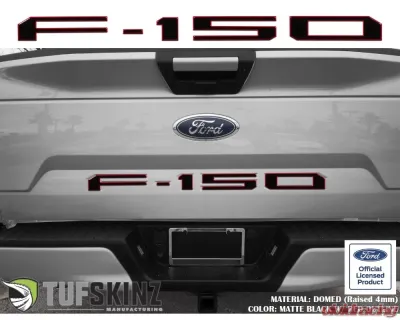 Tufskinz "F-150" Tailgate Letter Inserts Fits 2018-2020 Ford F-150 5 Piece Kit In Matte Black W/Red Outline - FRD002-RED-025-M