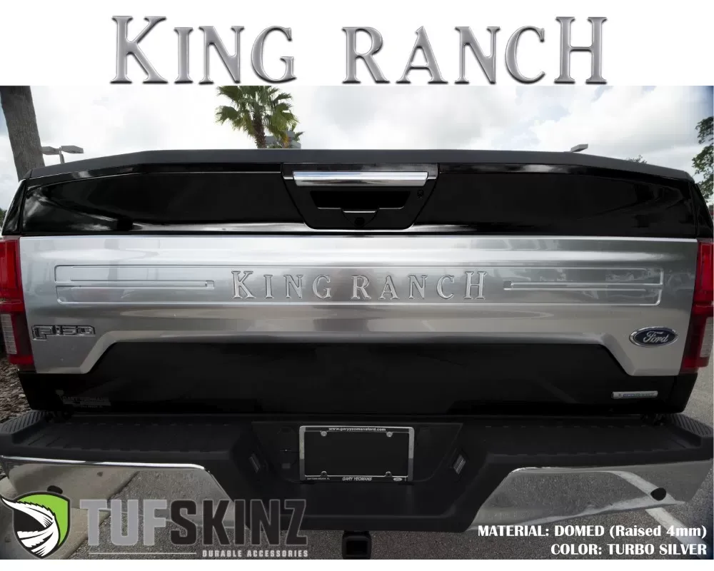 Tufskinz "King Ranch" Tailgate Letter Inserts Fits 2018-2020 Ford F-150 King Ranch 9 Piece Kit In Turbo Silver - FRD009-GTO-G