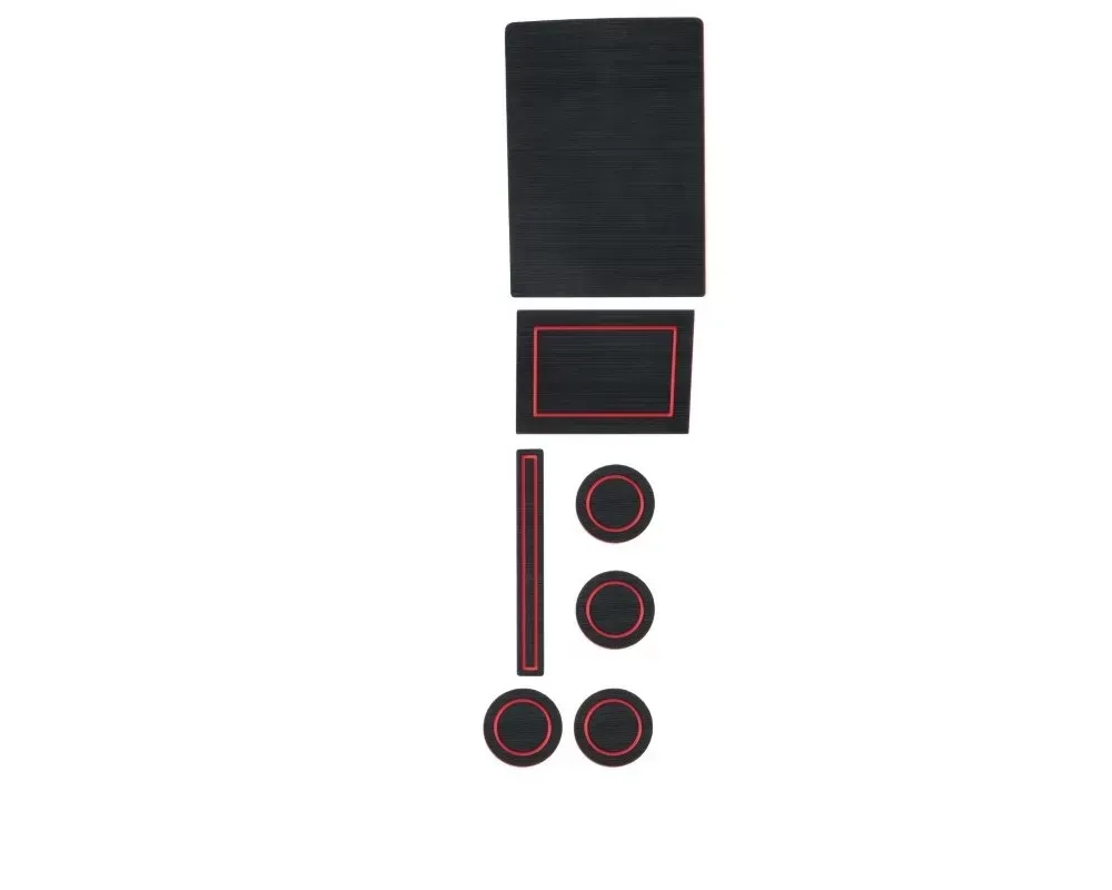 Tufskinz Interior Cup Holder Inserts Fits 2017-2020 F-150 40/Console/40 Console Shifter W/O Center Dash Speaker 7 Piece Kit In Black/Red - FRD011-FRD-X