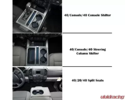 Tufskinz Interior Cup Holder Inserts Fits 2017-2020 Ford F-150 40/20/40 Split Seats With Center Dash Speaker 3 Piece Kit In Black/Pink - FRD014-FPN-X