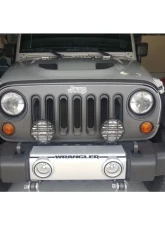 Tufskinz Front Grill Overlay With Logo Cut Out Fits 2007-2018 Jeep Wrangler Jk 1 Piece Kit In Raw Carbon Fiber                                     - JEA020-RCFMP-X - Image 2