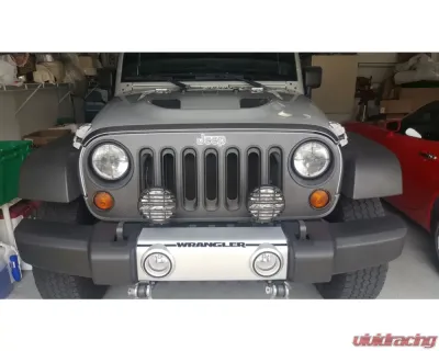 Tufskinz Front Grill Overlay With Logo Cut Out Fits 2007-2018 Jeep Wrangler Jk 1 Piece Kit In Raw Carbon Fiber - JEA020-RCFMP-X
