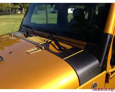 Tufskinz Cowl And Hood Vent Trim Fits 2007-2018 Wrangler Jk 4 Piece Kit In Raw Carbon Fiber - JEA021-RCFMP-X