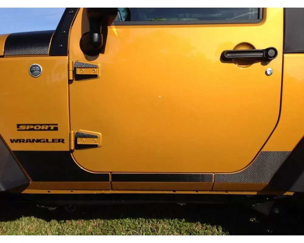 Tufskinz 2 Door Hinge Trim Kit Fits 2007-2018 Jeep Wrangler Jk 6 Piece Kit In Raw Carbon Fiber - JEM029-RCFMP-X