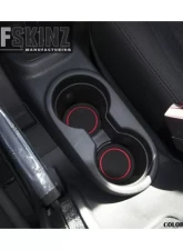 Tufskinz Interior Cup Holder Inserts Fits 2007-2018 Wrangler Jk 4 Piece Kit In Black/Red                                     - JEP005-FRD-X - Image 3