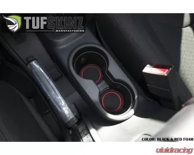 Tufskinz Interior Cup Holder Inserts Fits 2007-2018 Wrangler Jk 4 Piece Kit In Black/Red - JEP005-FRD-X