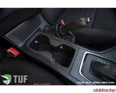 Tufskinz Double Cup Holder Accent Fits 2019-2020 Ford Ranger 1 Piece Kit In Real Carbon Fiber(Raw) - RAG010-RCF-X