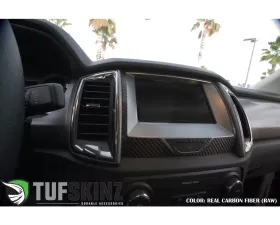 Tufskinz Navigation Display Accents Fits 2019-2020 Ford Ranger 2 Piece Kit In Real Carbon Fiber (Raw)