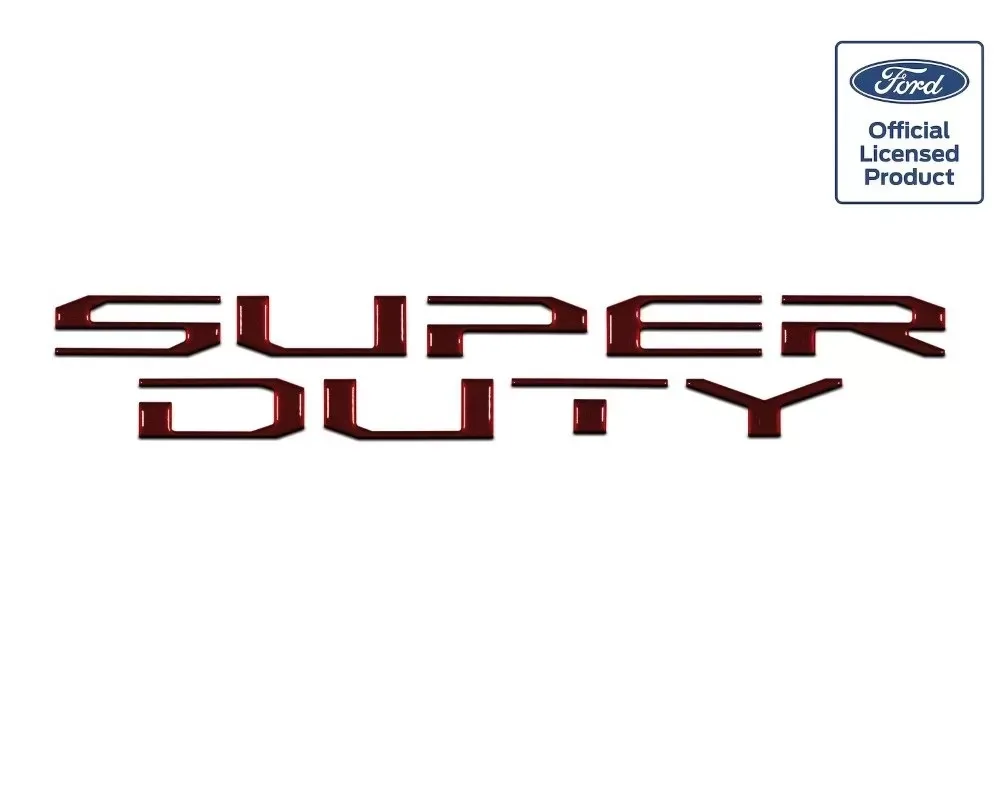 Tufskinz "Super Duty" Hood Letter Inserts Fits 2017-2020 Ford Super Duty 10 Piece Kit In Ruby Red - SUP008-SNR-G
