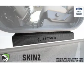 Tufskinz Door Sill Protection Raw Real Carbon Fiber F-150 Logo(Black/Gray) Front Doors 2 Piece Kit