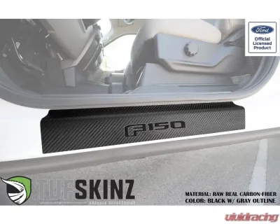 Tufskinz Door Sill Protection Raw Real Carbon Fiber F-150 Logo(Black/Gray) Front Doors 2 Piece Kit - SUP055-FRD-RCFMP-077-X