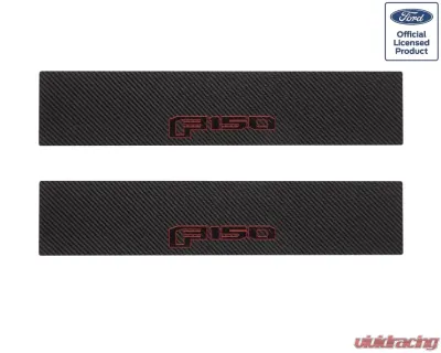 Tufskinz Door Sill Protection Raw Real Carbon Fiber F-150 Logo(Black/Red) Front Doors 2 Piece Kit - SUP055-FRD-RCFMP-079-X