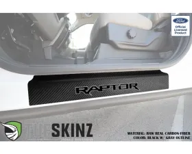 Tufskinz Door Sill Protection Raw Real Carbon Fiber Raptor Logo(Black/Gray) Front Doors 2 Piece Kit