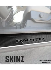 Tufskinz Door Sill Protection Raw Real Carbon Fiber Raptor Logo(Black/Gray) Front Doors 2 Piece Kit                                     - SUP055-FRD-RCFMP-149-X - Image 2