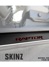 Tufskinz Door Sill Protection Raw Real Carbon Fiber Raptor Logo(Black/Red) Front Doors 2 Piece Kit                                     - SUP055-FRD-RCFMP-150-X - Image 2